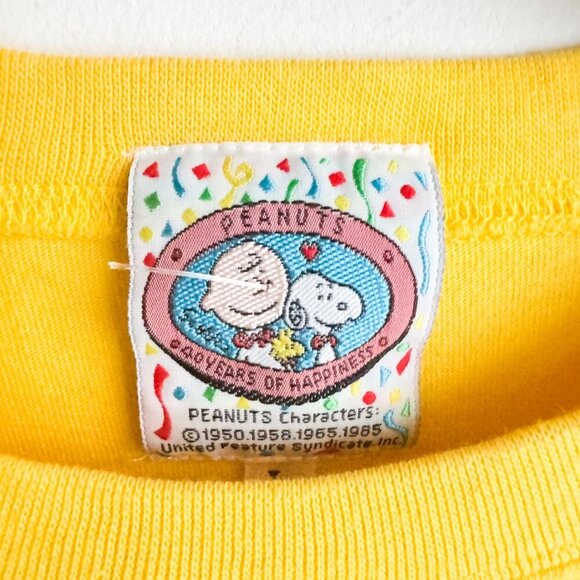 Vintage Peanuts Snoopy Bright Yellow T shirt L - Picture 4 of 5